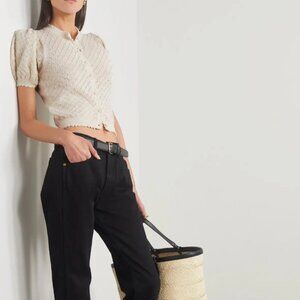 DÔEN  dinah pointelle-knit alpaca and silk-blend cardigan